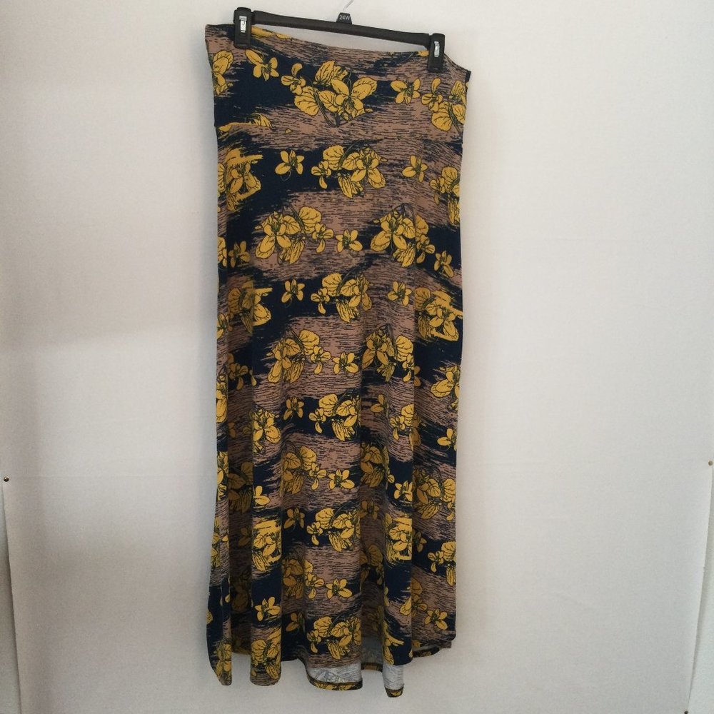 Lularoe Womens Size XL Blue Yellow Maxi Skirt EUC